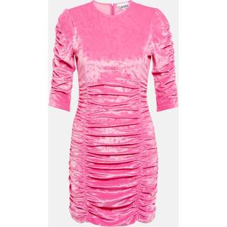 Ganni Ruched velvet minidress - pink - M-L