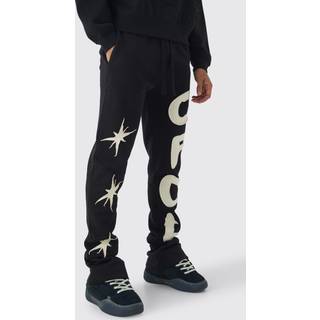 Mens Black Slim Stacked Star Ofcl Applique Jogger