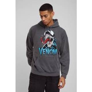 Mens Charcoal Oversized Marvel Venom Wash License Hoodie