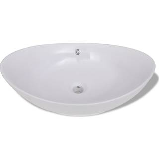håndvask keramisk oval med overløb 59 x 38,5 cm