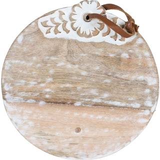 Foreside Home and Garden Small Round White Wood Cutting Board