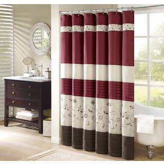 Madison Park Serene Flora stof bruseforh?ng broderet overgangsbruseforh?ng til badev?relse 72"" x 72"""" R?d