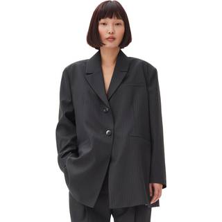 Melange Stripe Suiting Oversized Blazer F9697 - Phantom - GANNI - Grå L/XL