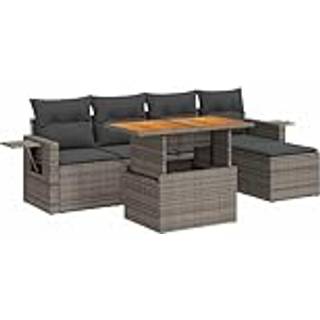 Sofasæt Til Haven 6 Dele Med Hynder Polyrattan Sort - Grå / med opbevaring