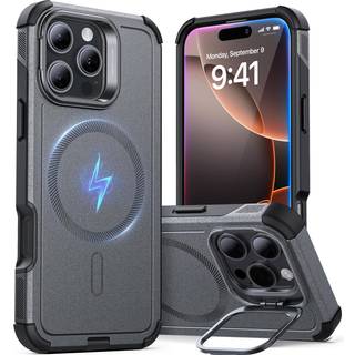 ESR til iPhone 16 Pro-sag med stand 23ft Military-Cvlade Drop Protection Heavy Duty Magnetic Phone Case kompatibel med MagSafe tilbehør Cyber ??S