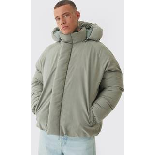 Mens Tall Man Extreme Heavy Padded Hooded Puffer Coat In Stone