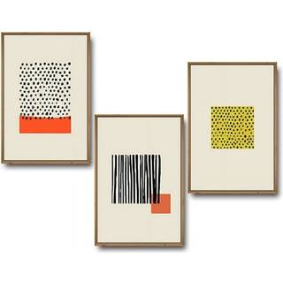 Idea4wall indrammet Wall Art Print Set Black Dot & Line Color Block Squares Abstrak