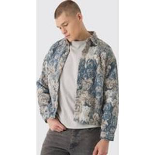 Mens Light Blue Oversized Brushed Abstract Overshirt