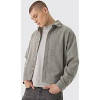 Mens Taupe Oversized Brushed Twill Overshirt