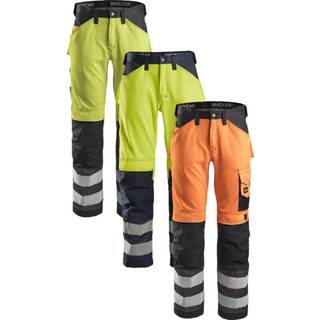 Snickers 3333 high-vis bukser, klasse 2 Orange/gråmeleret 168