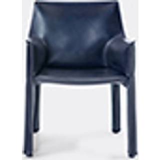 Cassina Seating - 'Cab 413' armchair, leather, blue in BLUE Internal metal frame, saddle l