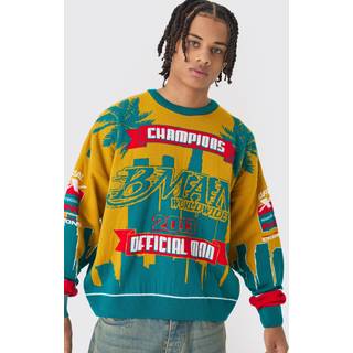 Mens Black Moto Graphic Knitted Sweatshirt