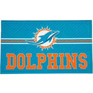 Team Sports America NFL Indgang Doormat | 28 x 16 tommer | Præget krydsudluge | Non - Slip Backing | Indendørs og udendørs hjem D? Cor (Miami Dol