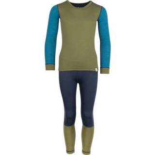 Trollkids Kid's Merino Baselayer Set II Merino undertøj Børn størrelse 98 farve olivengrøn