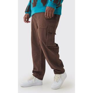 Mens Plus Tapered Fit Cargo Trousers in Chocolate