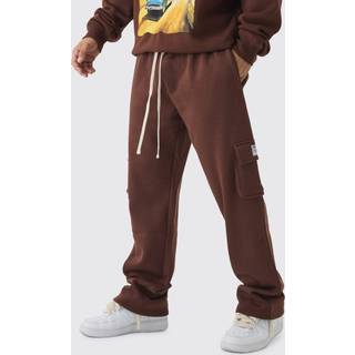 Mens Chocolate Straight Fit Woven Tab Basic Cargo Jogger