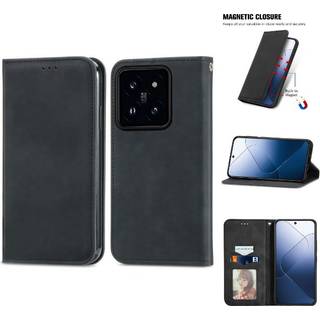 Xiaomi 14T Pro lædercover med kortholder og stander sort