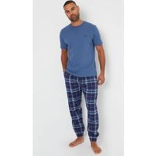 Threadbare Threadbare Light Blue Blend Textured Short Sleeve 100% Cotton Check Pyjamas Set