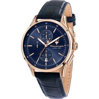 Maserati R8871624009 Sorpasso Chronograph Blue Leather Strap Watch - EXCLUSIVE - W81277