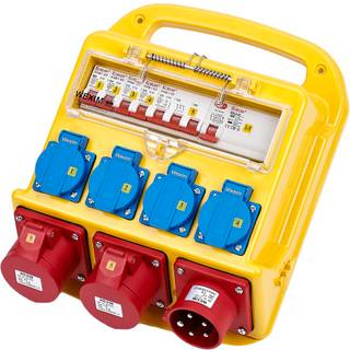 Wexim 7103 byggestrømstavle med 4 x Schuko og 2 x CEE-udtag, 5pol, 16A