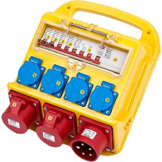 Wexim 7104 byggestrømstavle med 4 x Schuko og 2 x CEE-udtag, 5pol, 32A