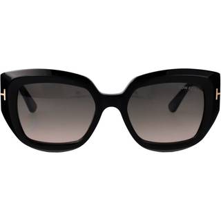 TOM FORD Kvinde FT1192 SALTZMAN 01B Solbriller Acetat Sort Røg Sommerfugl Normal