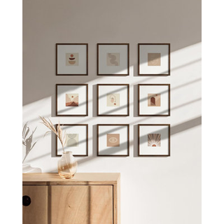 Haus og nuancer 8x8 Frame - Square Walnut Picture Frames 8x8 Sæt med 9 valnødbilleder Rammer Billedramme 8x8 Valnøddere Billeder Rammer 8x8 kvadr