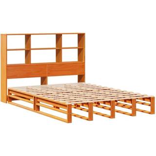 seng med reol uden madras 135x190 cm massivt træ brun
