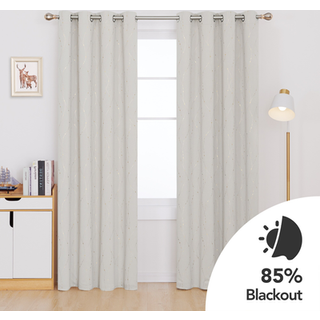 Deconovo Blackout beige gardiner og gardiner til stue - boligdekorationsrum Darkeing gardiner (42 x 63 tommer beige 2 paneler) Goldb?lge linje og