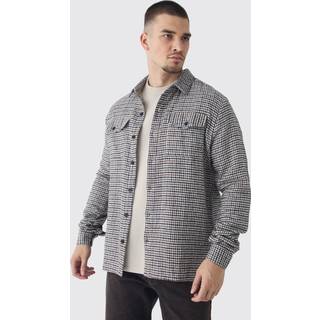 Mens Stone Tall Regular Fit Micro Dogtooth Brushed Shirt