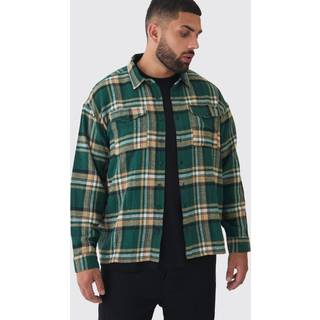 Mens Plus Oversized Forest Large Scale Brushed Checked Shirt