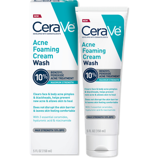 Cerave Akne Skummende Rensecreme med 10% benzoylperoxid - 5 oz / 150 ml, Ny