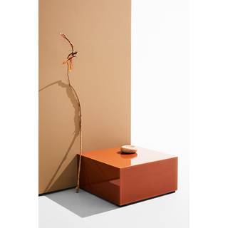 Pop bord i farvet glas 60x60 cm - Brun