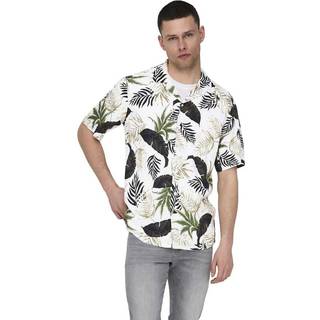 ONLY & SONS Herre Wayne Kortærmet Viskose Skjorte Antique Hvid