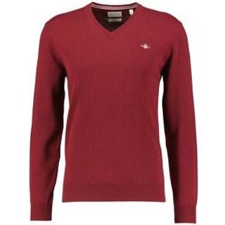 GANT Herre Sweater med V-hals af ekstra fin lammeuld (XL) PLUMPED Rød