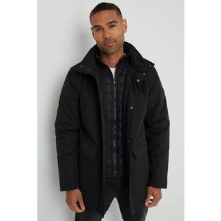 Threadbare Threadbare Black Showerproof Funnel Neck Mock Layer Coat
