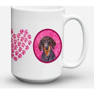 """" Caroline's Treasures LH9358PK-CM15 Dachshund Microwavable Ceramic Coffee Mug 15 Oz Multicolor """"