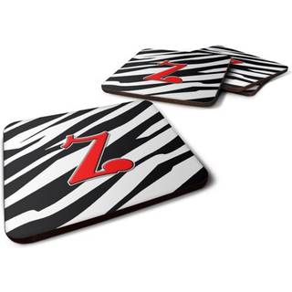"""" Caroline's Treasures CJ1024-ZFC Monogram-Zebra Red Foam Coasters (Sæt på 4) indledende bogstav Z 3.5 """" ""H X 3.5"" """" ""W Multicolor"" ""