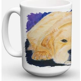 """" Caroline's Treasures SS8212CM15 Golden Retriever Microwavable Ceramic Coffee Mug 15 Oz Multicolor """"