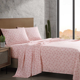 Wrangler - Full Sheet Set Super Soft Bedding Set Cozy Home Decor Yellowstone Inspired Oeko -Tex Certified (Steer Skulls Pink Full)