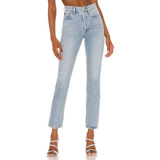 Agolde Riley high-rise cropped straight jeans - blue - XL