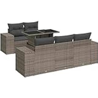 Sofasæt Til Haven 6 Dele Med Hynder Polyrattan - Grå