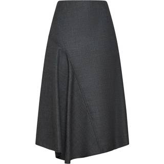 Brunello Cucinelli Asymmetric virgin wool midi skirt - grey - M