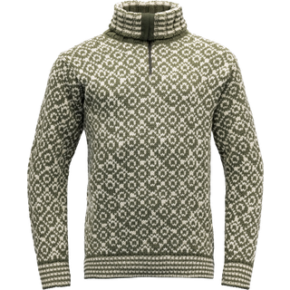 Svalbard Wool Zip Neck Olive/Off White (M)