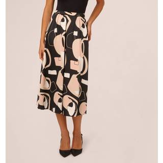 Adrianna Papell Adrianna Papell Printed Maxi A-Line Black Skirt
