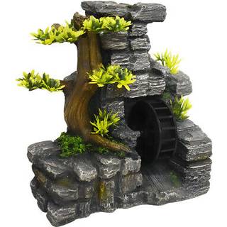 Akvariedekoration WALL WITH WATER WHEEL