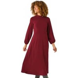 Roman Roman Red High Neck Fit and Flare Stretch Dress