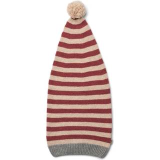 Knitted Nissehue, Red Stripe 48-51 cm