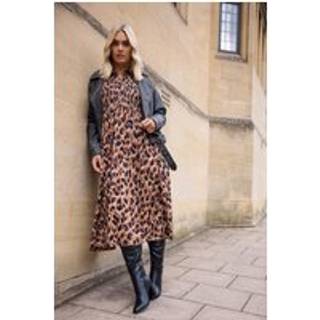 Yours Curve Yours Curve Brown Animal Print Shirred Maxi Dress