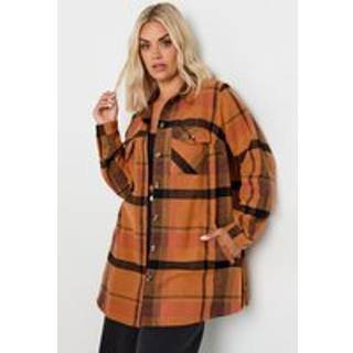 Yours Curve Yours Curve Orange Checked 100% Cotton Shacket